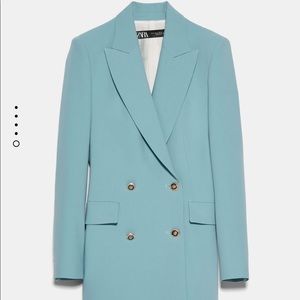 NWT ZARA AquaBlue Double Breasted Button Blazer XS